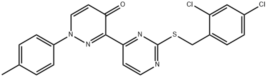 3-(2-[(2,4-Dichlorobenzyl)sulfanyl]-4-pyrimidinyl)-1-(4-methylphenyl)-4(1H)-pyridazinone 结构式