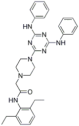 2-(4-(4,6-BIS(PHENYLAMINO)-1,3,5-TRIAZIN-2-YL)PIPERAZIN-1-YL)-N-(2,6-DIETHYLPHENYL)ACETAMIDE 结构式
