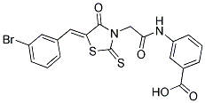3-(([(5Z)-5-(3-BROMOBENZYLIDENE)-4-OXO-2-THIOXO-1,3-THIAZOLIDIN-3-YL]ACETYL)AMINO)BENZOIC ACID 结构式