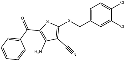 4-AMINO-5-BENZOYL-2-[(3,4-DICHLOROBENZYL)SULFANYL]-3-THIOPHENECARBONITRILE 结构式
