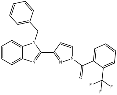 [3-(1-BENZYL-1H-1,3-BENZIMIDAZOL-2-YL)-1H-PYRAZOL-1-YL][2-(TRIFLUOROMETHYL)PHENYL]METHANONE 结构式