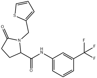 5-OXO-1-(2-THIENYLMETHYL)-N-[3-(TRIFLUOROMETHYL)PHENYL]-2-PYRROLIDINECARBOXAMIDE 结构式