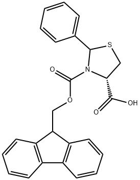 FMOC-(4S,2RS)-2-PHENYLTHIAZOLIDINE-4-CARBOXYLIC ACID 结构式