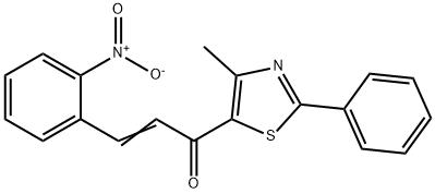 (E)-1-(4-甲基-2-苯基噻唑-5-基)-3-(2-硝基苯基)丙-2-烯-1-酮 结构式