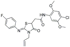 (Z)-2-(3-Allyl-2-(4-fluorophenylimino)-4-oxothiazolidin-5-yl)-N-(4-chloro-2,5-dimethoxyphenyl)acetamide 结构式