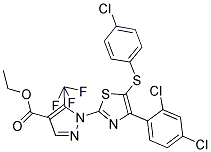 ETHYL 1-[5-[(4-CHLOROPHENYL)SULFANYL]-4-(2,4-DICHLOROPHENYL)-1,3-THIAZOL-2-YL]-5-(TRIFLUOROMETHYL)-1H-PYRAZOLE-4-CARBOXYLATE 结构式