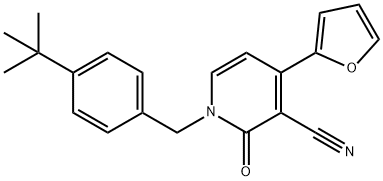 1-(4-(叔丁基)苄基)-4-(呋喃-2-基)-2-氧代-1,2-二氢吡啶-3-腈 结构式