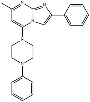 7-METHYL-2-PHENYL-5-(4-PHENYLPIPERAZINO)IMIDAZO[1,2-A]PYRIMIDINE 结构式