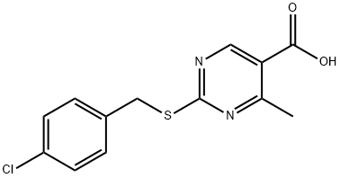 2-[(4-CHLOROBENZYL)SULFANYL]-4-METHYL-5-PYRIMIDINECARBOXYLIC ACID 结构式