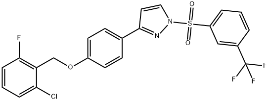 2-CHLORO-6-FLUOROBENZYL 4-(1-([3-(TRIFLUOROMETHYL)PHENYL]SULFONYL)-1H-PYRAZOL-3-YL)PHENYL ETHER 结构式