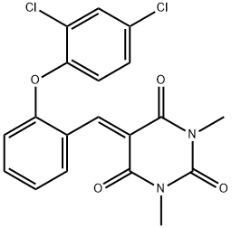 5-([2-(2,4-DICHLOROPHENOXY)PHENYL]METHYLENE)-1,3-DIMETHYL-2,4,6(1H,3H,5H)-PYRIMIDINETRIONE 结构式