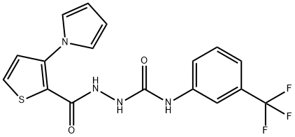 2-([3-(1H-PYRROL-1-YL)-2-THIENYL]CARBONYL)-N-[3-(TRIFLUOROMETHYL)PHENYL]-1-HYDRAZINECARBOXAMIDE 结构式