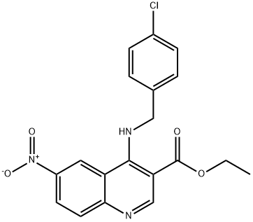 ETHYL 4-[(4-CHLOROBENZYL)AMINO]-6-NITRO-3-QUINOLINECARBOXYLATE 结构式