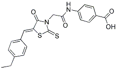 4-(([(5Z)-5-(4-ETHYLBENZYLIDENE)-4-OXO-2-THIOXO-1,3-THIAZOLIDIN-3-YL]ACETYL)AMINO)BENZOIC ACID 结构式