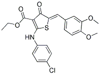 ETHYL (5Z)-2-[(4-CHLOROPHENYL)AMINO]-5-(3,4-DIMETHOXYBENZYLIDENE)-4-OXO-4,5-DIHYDROTHIOPHENE-3-CARBOXYLATE 结构式