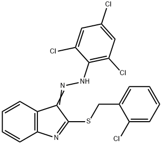 2-[(2-CHLOROBENZYL)SULFANYL]-3H-INDOL-3-ONE N-(2,4,6-TRICHLOROPHENYL)HYDRAZONE 结构式