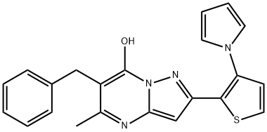 6-BENZYL-5-METHYL-2-[3-(1H-PYRROL-1-YL)-2-THIENYL]PYRAZOLO[1,5-A]PYRIMIDIN-7-OL 结构式