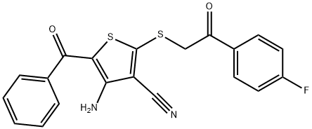 4-AMINO-5-BENZOYL-2-([2-(4-FLUOROPHENYL)-2-OXOETHYL]SULFANYL)-3-THIOPHENECARBONITRILE 结构式