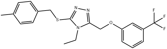 (4-Ethyl-5-[(4-methylbenzyl)sulfanyl]-4H-1,2,4-triazol-3-yl)methyl 3-(trifluoromethyl)phenyl ether 结构式