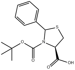 BOC-(4S,2RS)-2-PHENYLTHIAZOLIDINE-4-CARBOXYLIC ACID 结构式