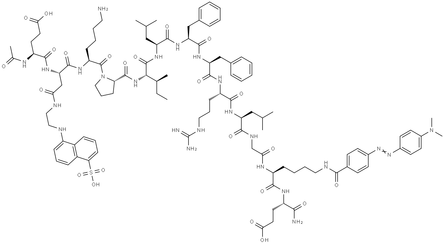 AC-GLU-ASP(EDANS)-LYS-PRO-ILE-LEU-PHE-PHE-ARG-LEU-GLY-LYS(DABCYL)-GLU-NH2 结构式