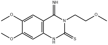 4-IMINO-6,7-DIMETHOXY-3-(2-METHOXYETHYL)-3,4-DIHYDRO-2(1H)-QUINAZOLINETHIONE 结构式