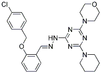 (E)-4-(4-(2-(2-(4-CHLOROBENZYLOXY)BENZYLIDENE)HYDRAZINYL)-6-(PIPERIDIN-1-YL)-1,3,5-TRIAZIN-2-YL)MORPHOLINE 结构式