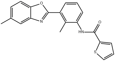 N-[2-METHYL-3-(5-METHYL-1,3-BENZOXAZOL-2-YL)PHENYL]THIOPHENE-2-CARBOXAMIDE 结构式