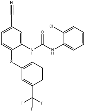 N-(2-Chlorophenyl)-N'-(5-cyano-2-([3-(trifluoromethyl)phenyl]sulfanyl)phenyl)urea 结构式