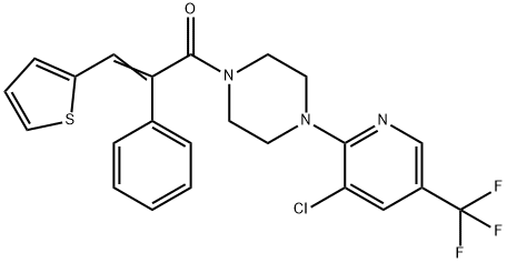 (E)-1-(4-[3-CHLORO-5-(TRIFLUOROMETHYL)-2-PYRIDINYL]PIPERAZINO)-2-PHENYL-3-(2-THIENYL)-2-PROPEN-1-ONE 结构式