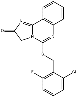 5-[(2-CHLORO-6-FLUOROBENZYL)SULFANYL]IMIDAZO[1,2-C]QUINAZOLIN-2(3H)-ONE 结构式