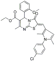 (Z)-ETHYL 2-((1-(4-CHLOROPHENYL)-2,5-DIMETHYL-1H-PYRROL-3-YL)METHYLENE)-5-(2-METHOXYPHENYL)-7-METHYL-3-OXO-3,5-DIHYDRO-2H-THIAZOLO[3,2-A]PYRIMIDINE-6-CARBOXYLATE 结构式
