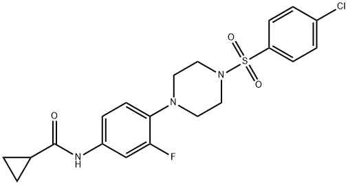 N-(4-(4-[(4-CHLOROPHENYL)SULFONYL]PIPERAZINO)-3-FLUOROPHENYL)CYCLOPROPANECARBOXAMIDE 结构式