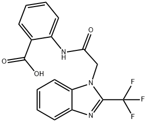 2-((2-[2-(TRIFLUOROMETHYL)-1H-1,3-BENZIMIDAZOL-1-YL]ACETYL)AMINO)BENZENECARBOXYLIC ACID 结构式