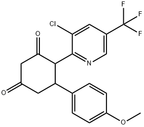 4-[3-CHLORO-5-(TRIFLUOROMETHYL)-2-PYRIDINYL]-5-(4-METHOXYPHENYL)-1,3-CYCLOHEXANEDIONE 结构式