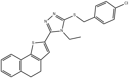 3-[(4-CHLOROBENZYL)SULFANYL]-5-(4,5-DIHYDRONAPHTHO[1,2-B]THIOPHEN-2-YL)-4-ETHYL-4H-1,2,4-TRIAZOLE 结构式