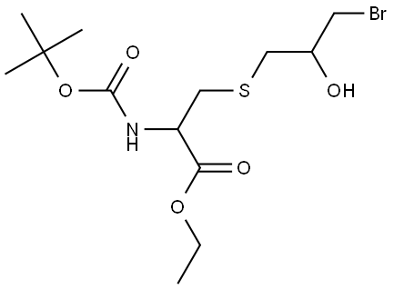Ethyl 3-[(3-bromo-2-hydroxypropyl)sulfanyl]-2-[(tert-butoxycarbonyl)amino]propanoate 结构式
