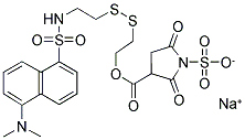 3-[[2-[[[5-(二甲基氨基)-1-萘基]磺酰基]氨基]乙基]二硫基]丙酸 2,5-二氧代-3-磺基-1-吡咯烷基酯钠盐 结构式
