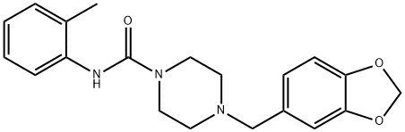 (4-(BENZO[3,4-D]1,3-DIOXOLEN-5-YLMETHYL)PIPERAZINYL)-N-(2-METHYLPHENYL)FORMAMIDE 结构式