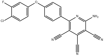 2-AMINO-6-[4-(4-CHLORO-3-FLUOROPHENOXY)PHENYL]-3,4,5-PYRIDINETRICARBONITRILE 结构式