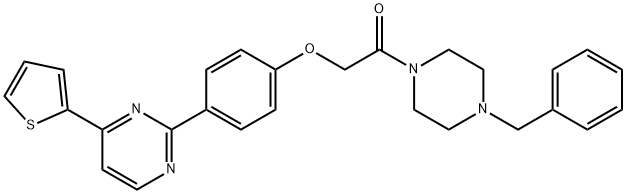 1-(4-BENZYLPIPERAZINO)-2-(4-[4-(2-THIENYL)-2-PYRIMIDINYL]PHENOXY)-1-ETHANONE 结构式