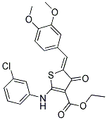 (Z)-ETHYL 2-(3-CHLOROPHENYLAMINO)-5-(3,4-DIMETHOXYBENZYLIDENE)-4-OXO-4,5-DIHYDROTHIOPHENE-3-CARBOXYLATE 结构式