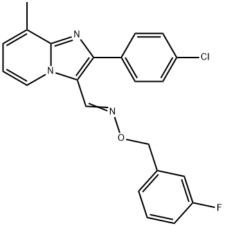 2-(4-CHLOROPHENYL)-8-METHYLIMIDAZO[1,2-A]PYRIDINE-3-CARBALDEHYDE O-(3-FLUOROBENZYL)OXIME 结构式