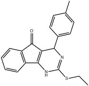2-(Ethylsulfanyl)-4-(4-methylphenyl)-1,4-dihydro-5H-indeno[1,2-d]pyrimidin-5-one 结构式