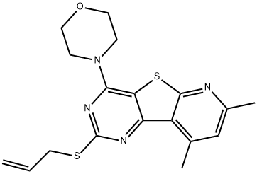 2-(ALLYLSULFANYL)-7,9-DIMETHYL-4-MORPHOLINOPYRIDO[3',2':4,5]THIENO[3,2-D]PYRIMIDINE 结构式