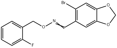 6-BROMO-1,3-BENZODIOXOLE-5-CARBALDEHYDE O-(2-FLUOROBENZYL)OXIME 结构式