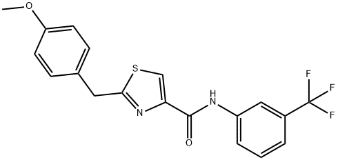 2-(4-甲氧基苄基)-N-(3-(三氟甲基)苯基)噻唑-4-甲酰胺 结构式