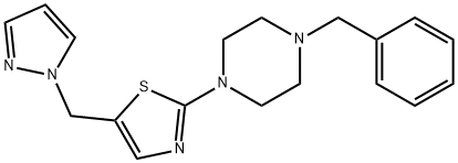 1-BENZYL-4-[5-(1H-PYRAZOL-1-YLMETHYL)-1,3-THIAZOL-2-YL]PIPERAZINE 结构式