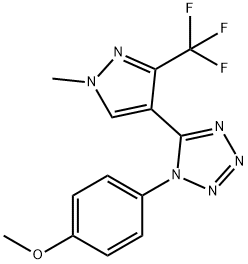 1-(4-METHOXYPHENYL)-5-[1-METHYL-3-(TRIFLUOROMETHYL)-1H-PYRAZOL-4-YL]-1H-1,2,3,4-TETRAAZOLE 结构式