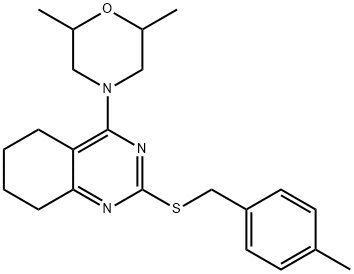 4-(2,6-DIMETHYLMORPHOLINO)-5,6,7,8-TETRAHYDRO-2-QUINAZOLINYL 4-METHYLBENZYL SULFIDE 结构式